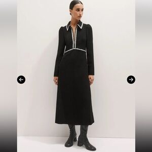 ME+EM Textured Midi Shirt Dress - Black - 4